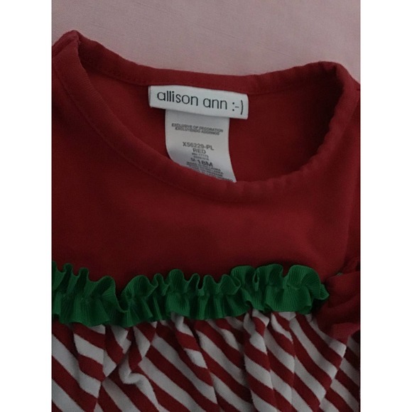 Allison Ann red green ruffle holiday dress size 18 months - Picture 4 of 7